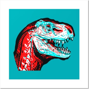 T-Rex Interactive Red&Blue Filter T-Shirt Posters and Art